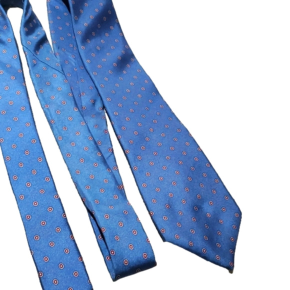 GEOFFREY Beene Tie 100% Slik blue with brown patterns classic - Picture 1 of 5